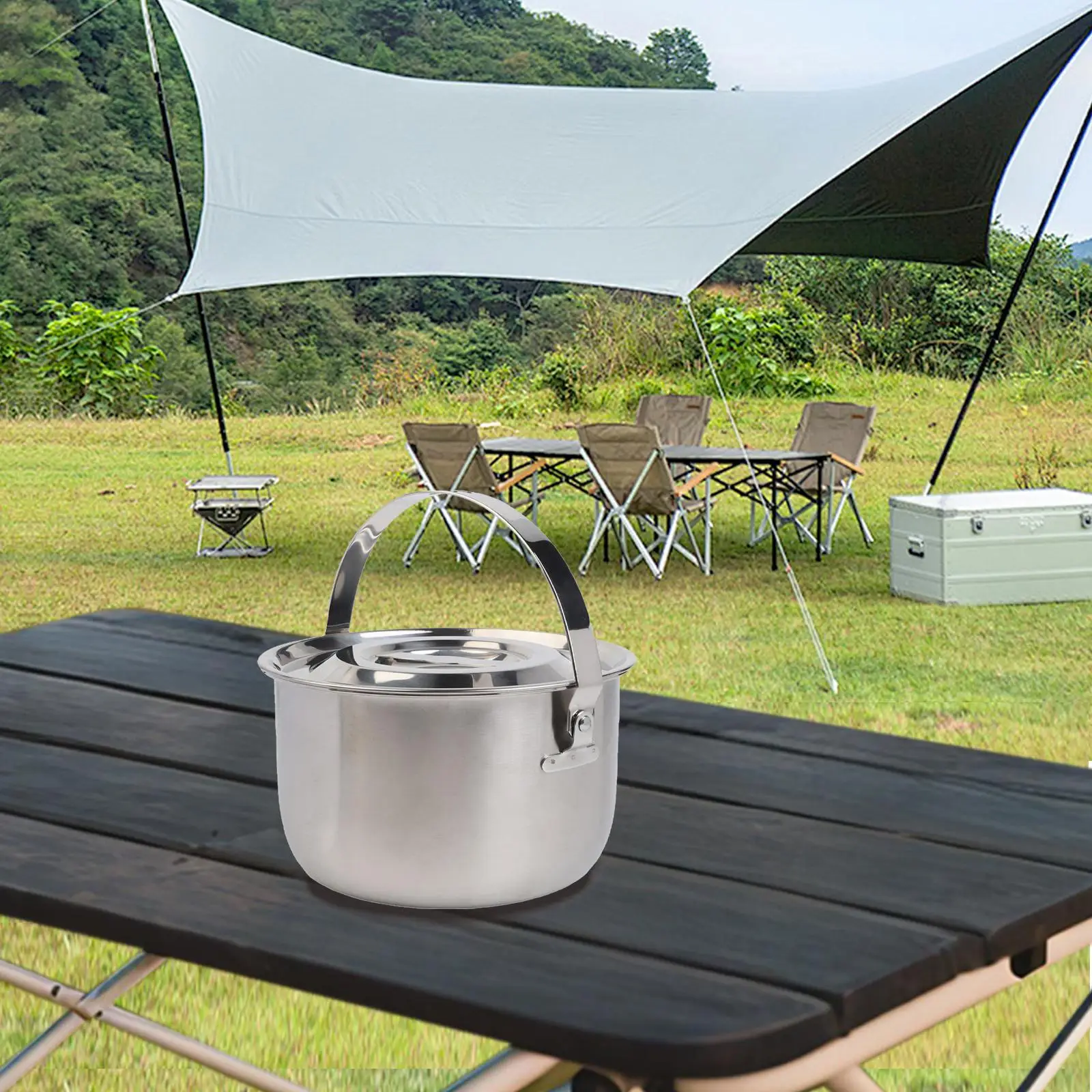 Camping Pot Made of Stainless  - Outdoor Camping Meals ulasan dan harga