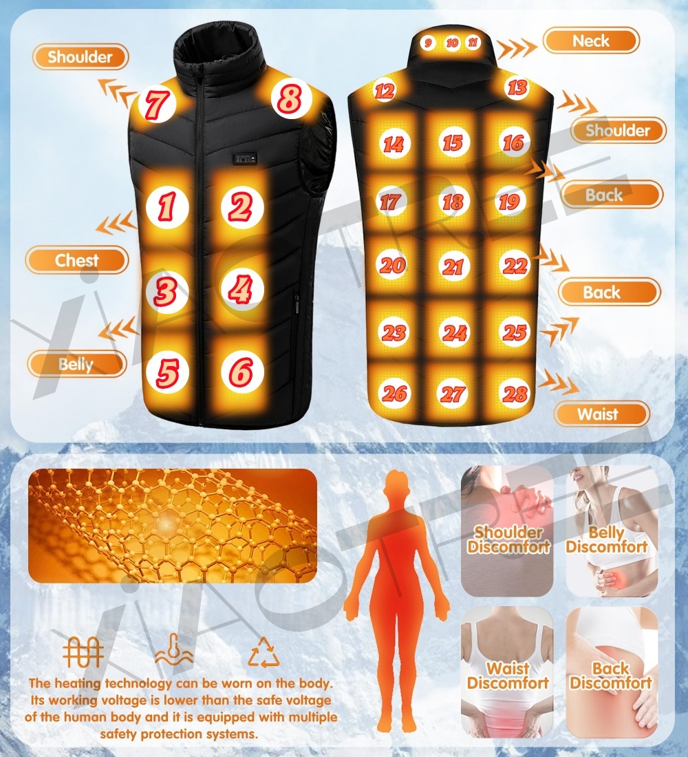 28/9 Areas Heated Vest Men Jac - Outdoor Camping Vest ulasan dan harga